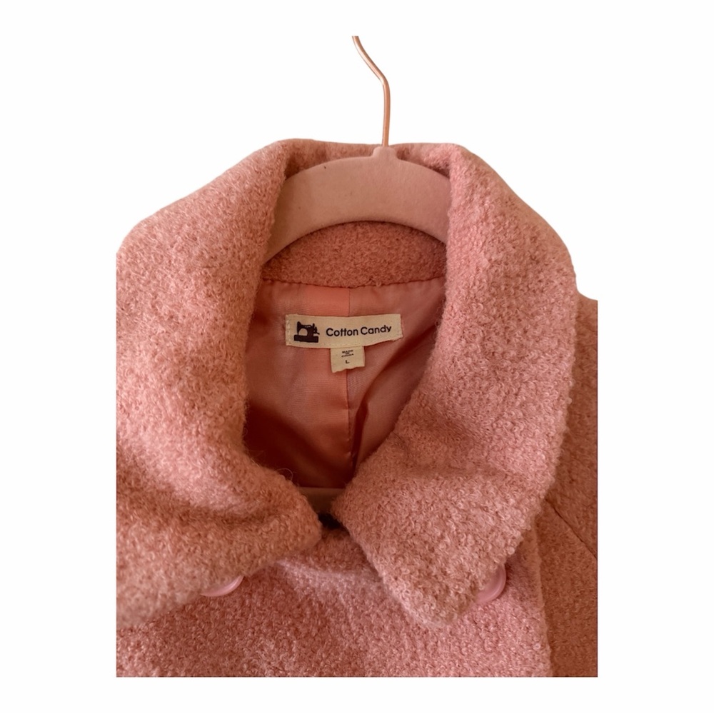 Cotton Candy Pink Double-Breasted Coat - Picture 3 of 6